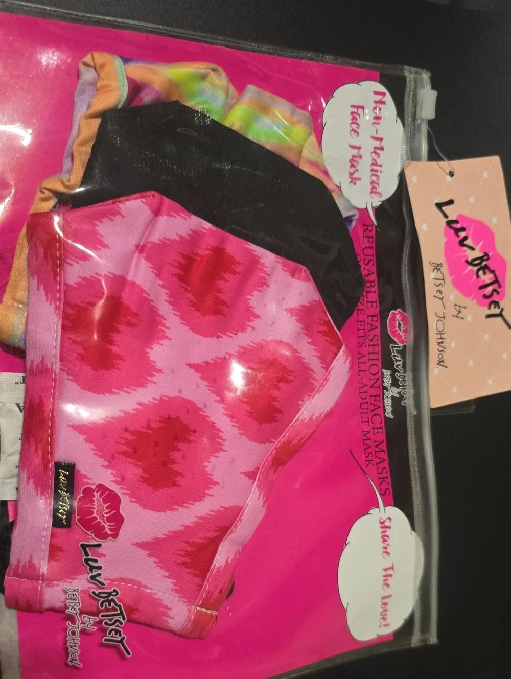 🧚‍♀️Betsey Johnson Luv Betsey Fashion Face Masks Set Of 3 NWT